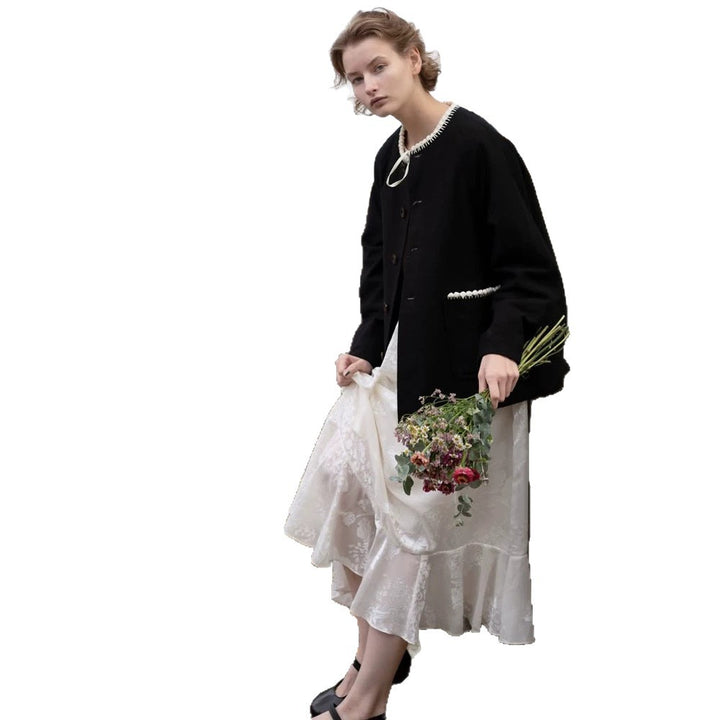 Ladies Boxy Short Jacket with Decorative Trim and Applied Pockets Amarae