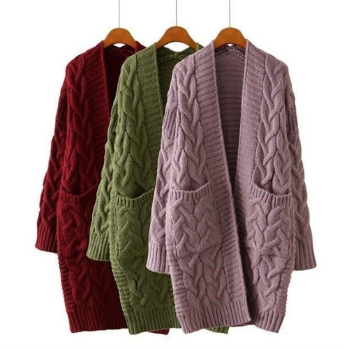 Women’s cardigan with chunky cable pattern and pockets Amarae