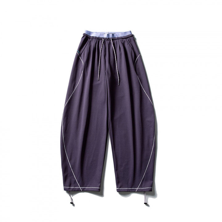 Unisex Wide Tech Jogging Pants with Drawstring, Contrast Seams and Adjustable Hem Amarae