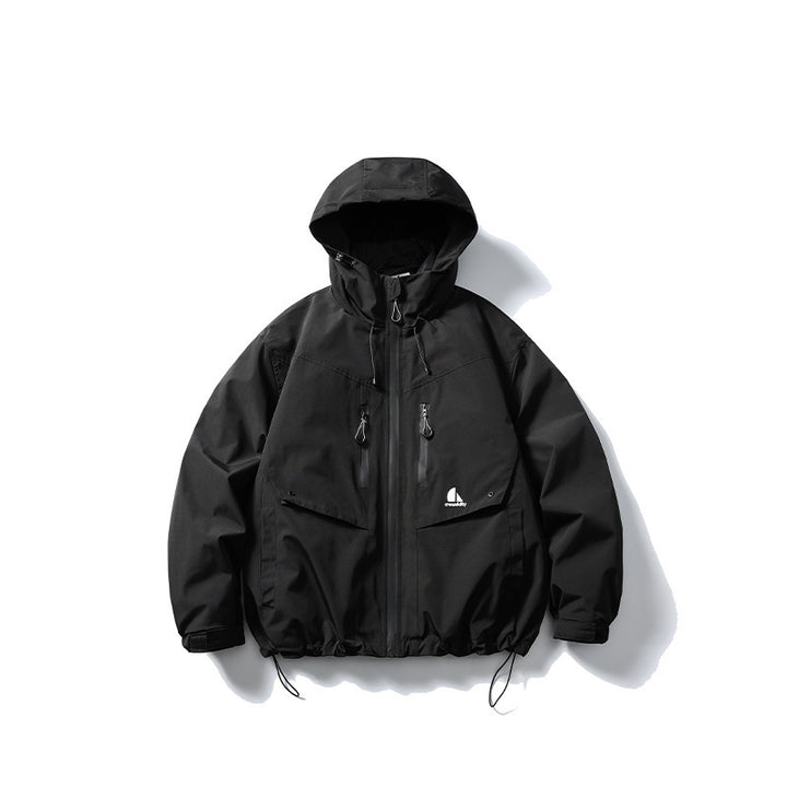 Unisex Waterproof technical hooded jacket with multiple pockets and adjustable hem Amarae
