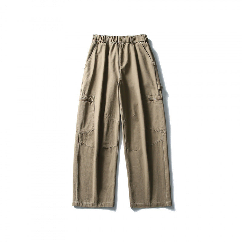Men's Loose Utility Cargo Pants with Elastic Waistband and Patch Pockets Amarae