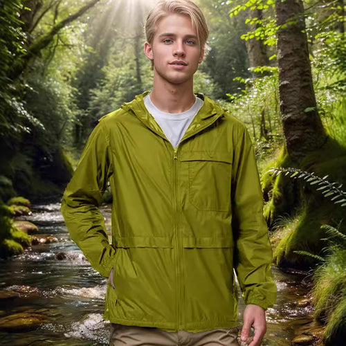 Lightweight outdoor jacket for men with adjustable hood and functional pockets Amarae