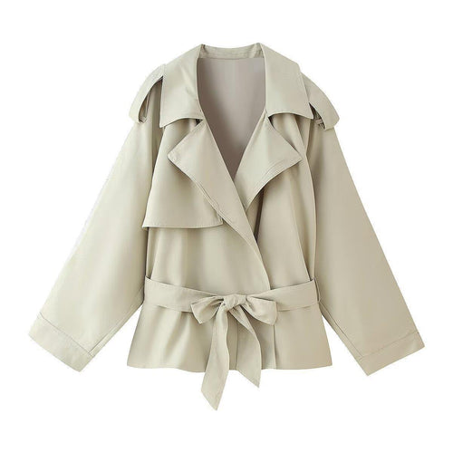 Ladies casual trench coat with tie belt and voluminous sleeves Amarae