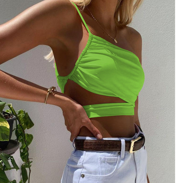 Women asymmetrical crop top with cut Lune London