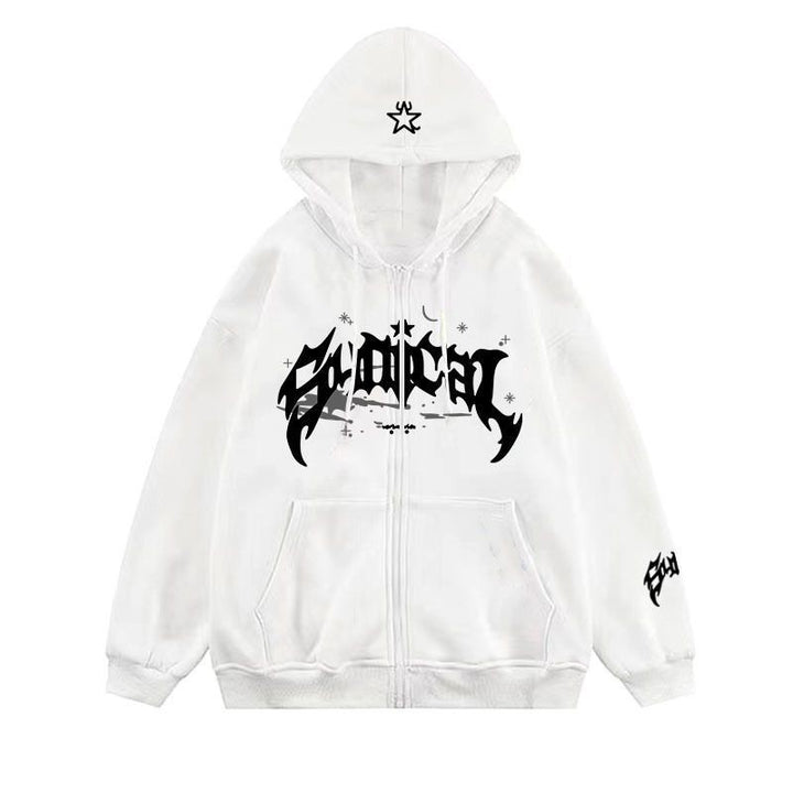Ladies zip-up hoodie casual with graphic print Lune London