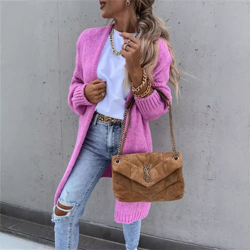 Cardigan en tricot épais pour femmes avec des manches surdimensionnées et un design à la mode Chic & Stil
