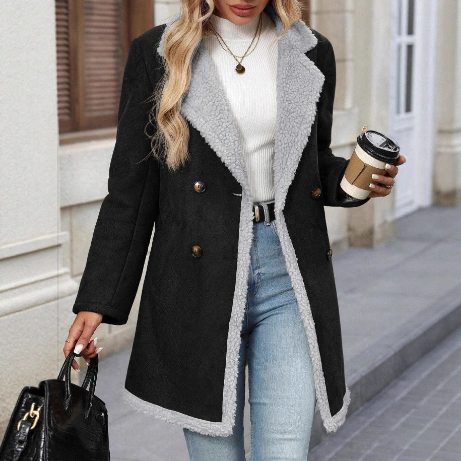 Oversized fashion jacket for women with teddy lining and double-breasted Lune London