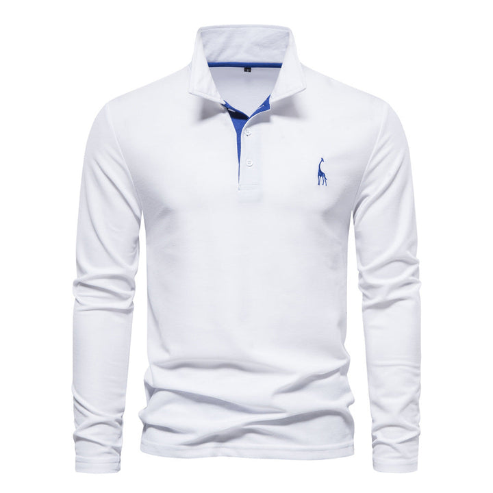Men's Long Sleeve Polo Shirt with Modern Collar and Breathable Cotton Quality Lune London