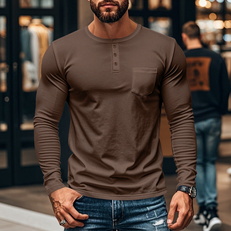 Long sleeve shirt for men with button placket and chest pocket Lune London