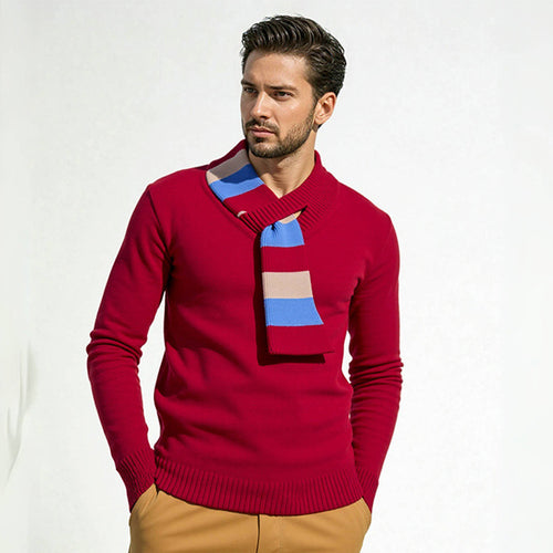 Elegant men's sweater with modern V-neck and fine ribbed details Amarae