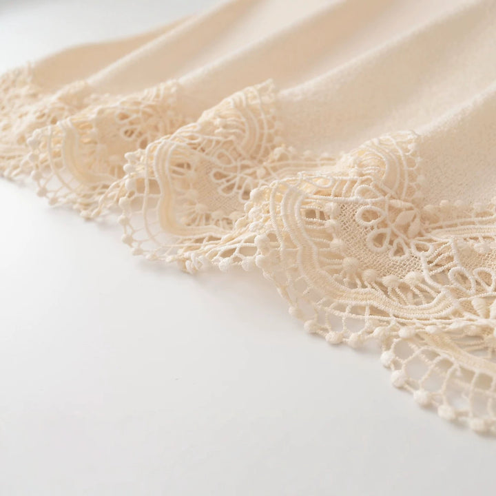 Women's fine knit sweater with lace trim and scalloped edge Amarae