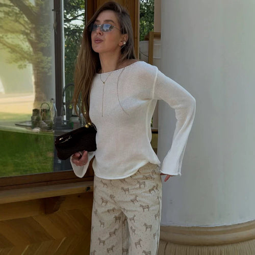 Women's chunky knit pullover with wide boat neck & extra wide trumpet sleeves Amarae