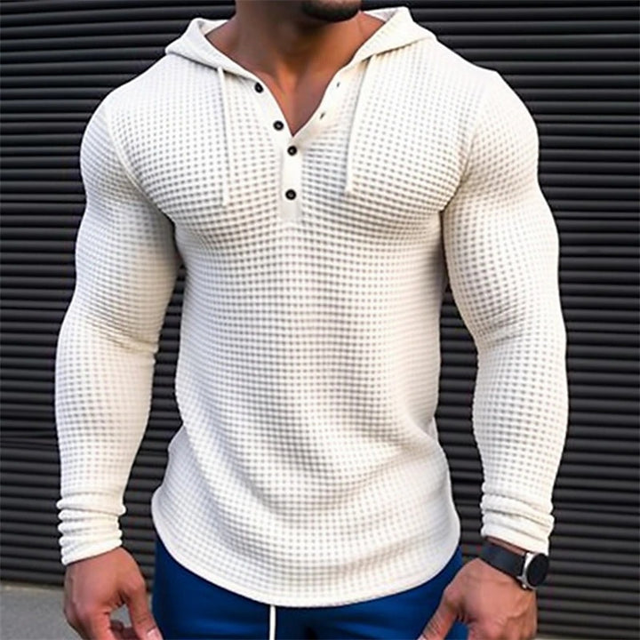 Men's Hooded Sweatshirt with Structured Design and Chic Collar