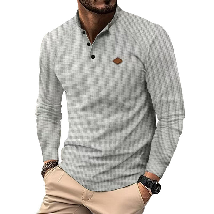 Men's long sleeve Henley shirt with textured surface and trendy button details Lune London