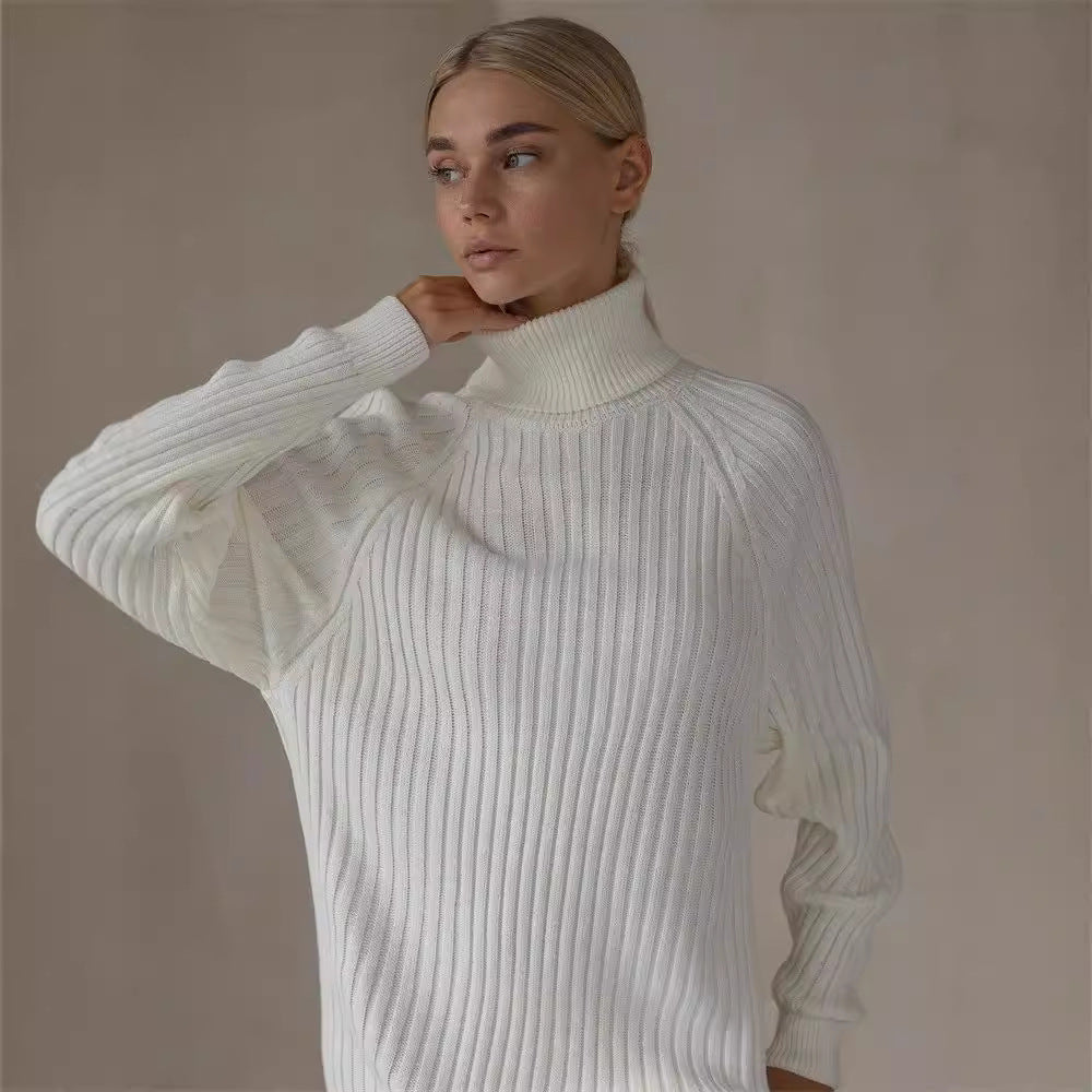 Knitted dress for women with high collar and long sleeves Lune London