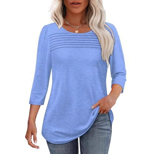 Women's Long Sleeve Shirt with Pleat Details Chic & Stil