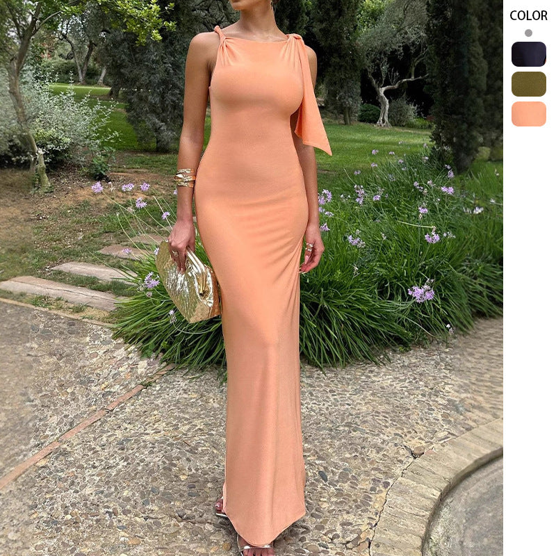 Ladies long-sleeved wrap dress with asymmetric cut and elegant waistline Lune London