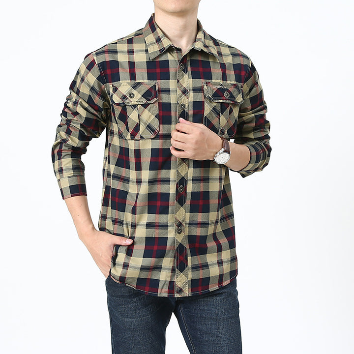 Checkered shirt for men with practical chest pockets Amarae