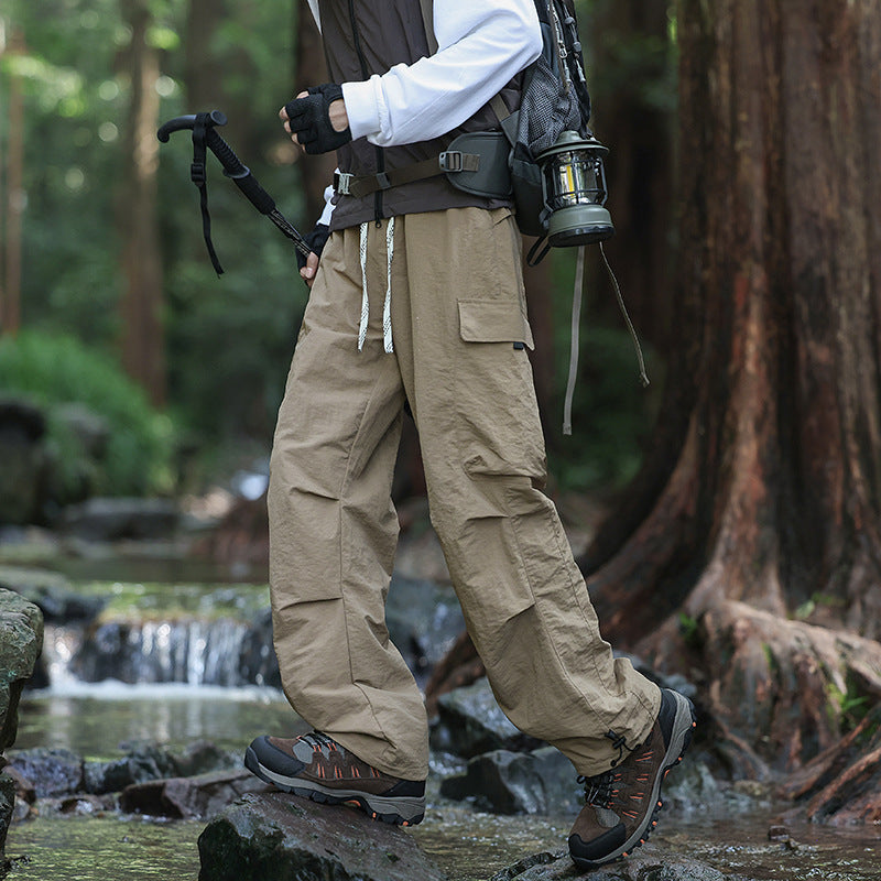 Men's Lightweight Technical Cargo Trekking Pants with Drawstring Waistband, Reinforced Hem Edges, and Adjustable Leg Opening Amarae