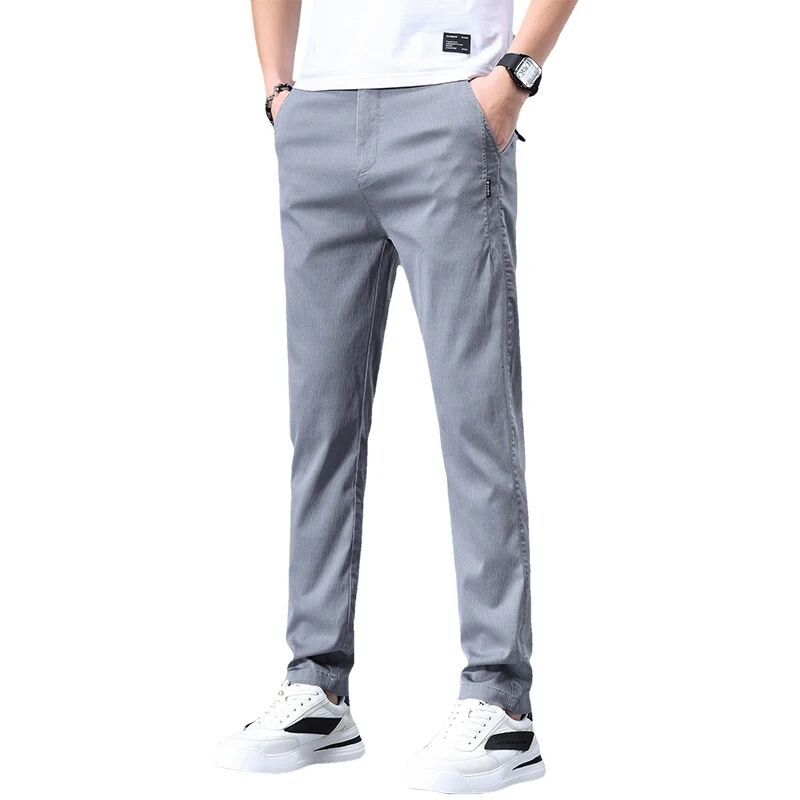 Comfortable stretch pants for men with elastic waistband and side zip pockets Lune London