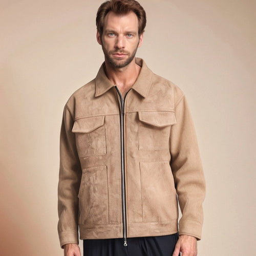 Fashionable suede jacket for men with practical pockets Amarae