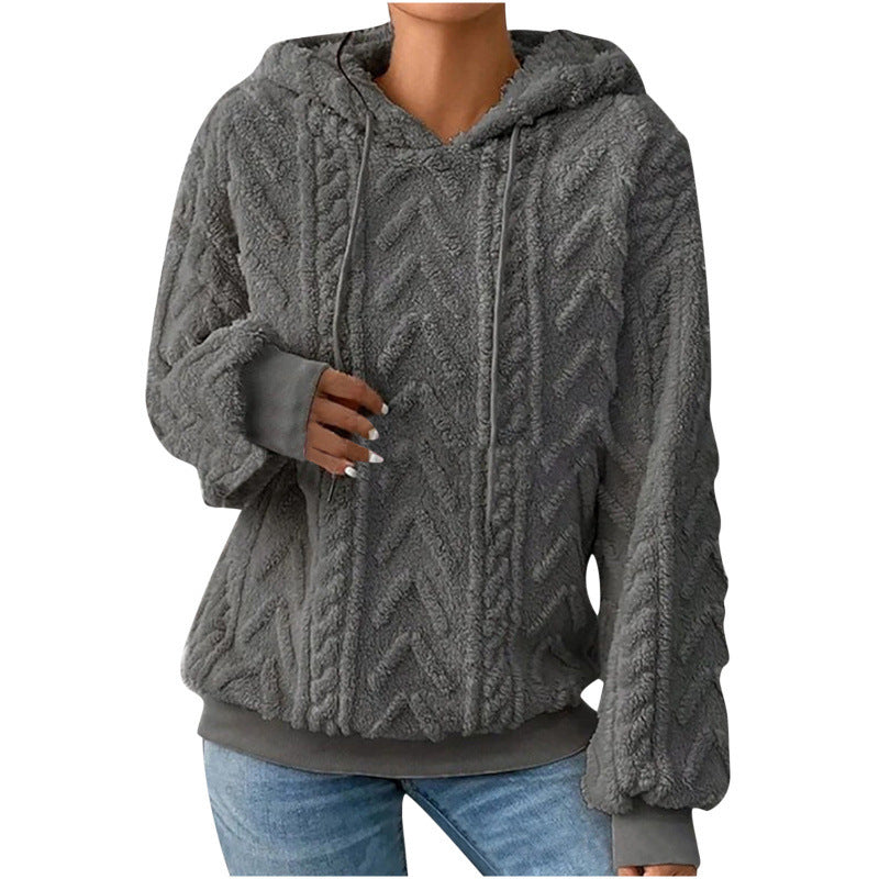 Women's fluffy hoodie with cable-knit pattern and oversized cut Amarae