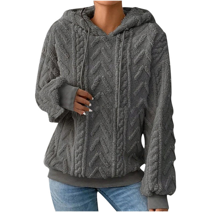 Women's fluffy hoodie with cable-knit pattern and oversized cut Amarae