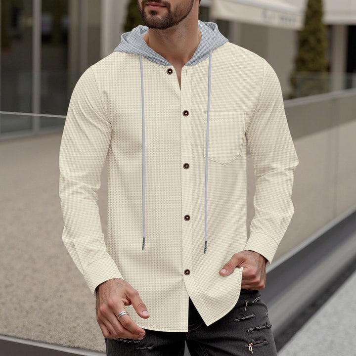 Trendy hooded shirt for men with button placket and practical breast pocket Lune London