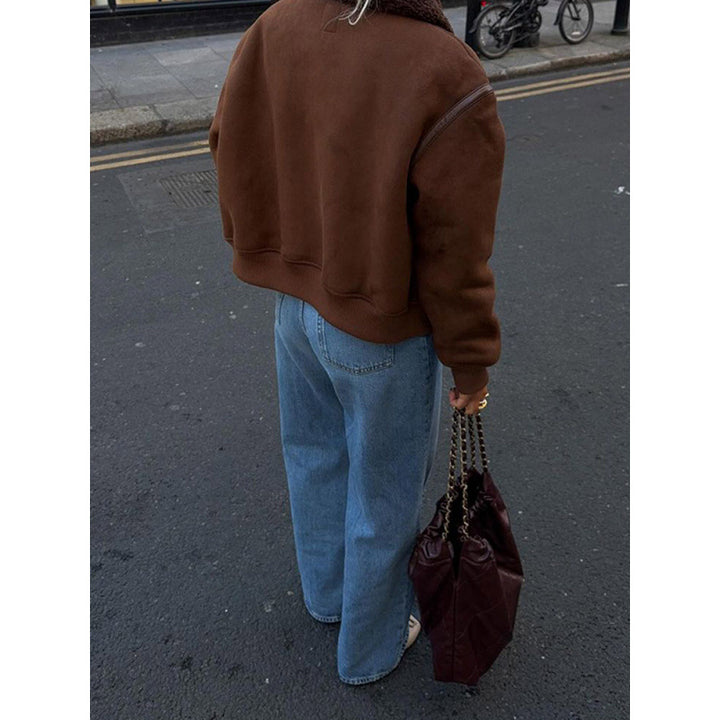 Sheepskin jacket for women with trendy collar Lune London