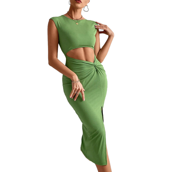 Robe midi femme avec découpe sophistiquée et détail enveloppant élégant Chic & Stil