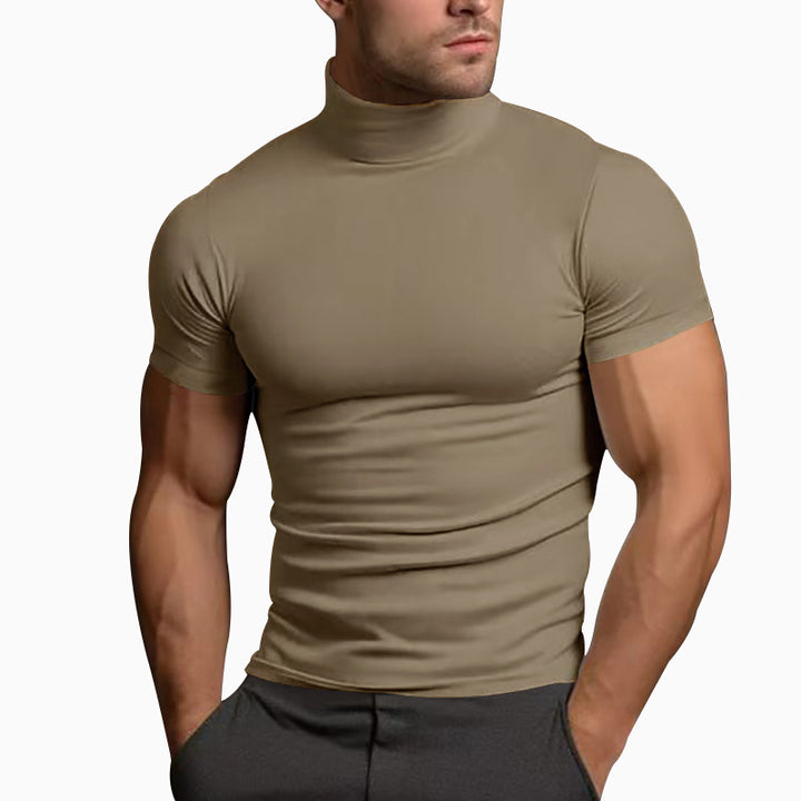 Fitted men's T-shirt with short high collar and highly stretchable material Lune London