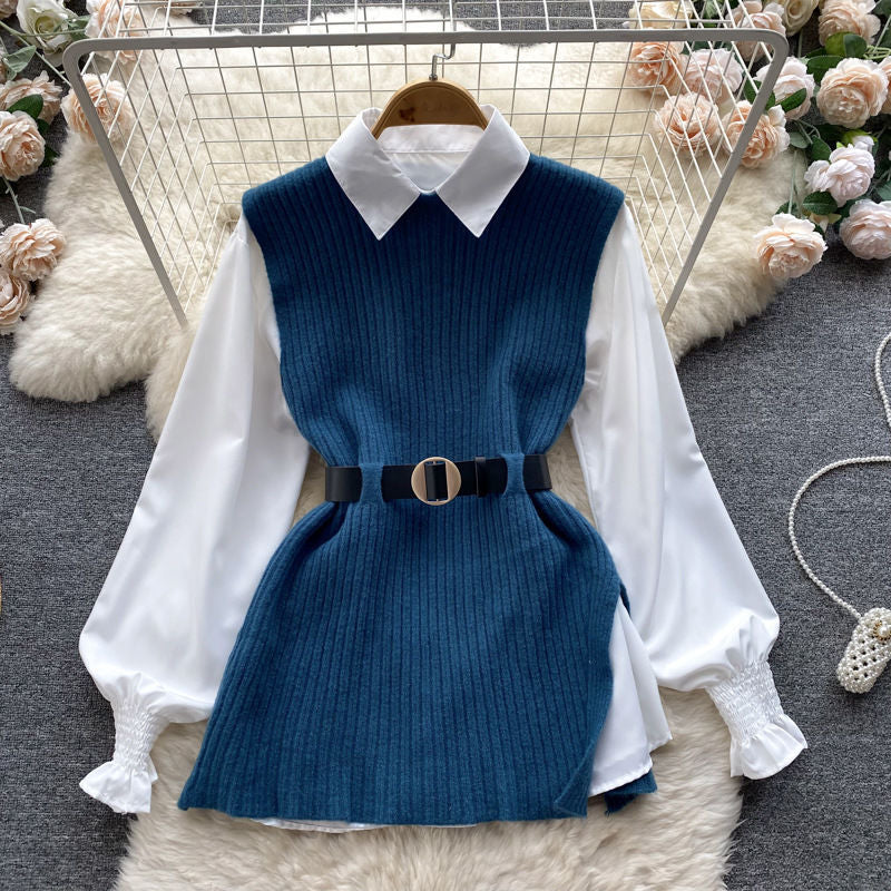Robe en tricot pour femmes avec un look de blouse élégante Chic & Stil