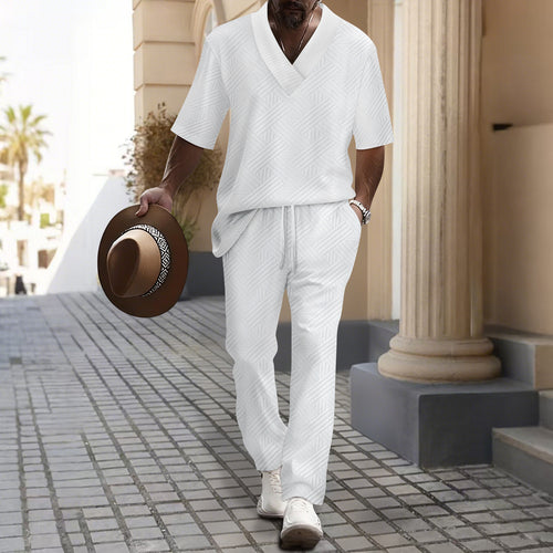 Leisure suit for men with luxurious V-neck and attractive pattern Amarae