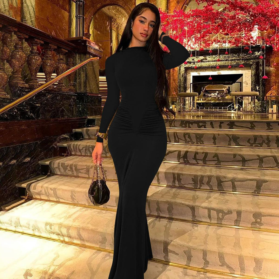 Elegant maxi dress for women with gathers and long sleeves Lune London