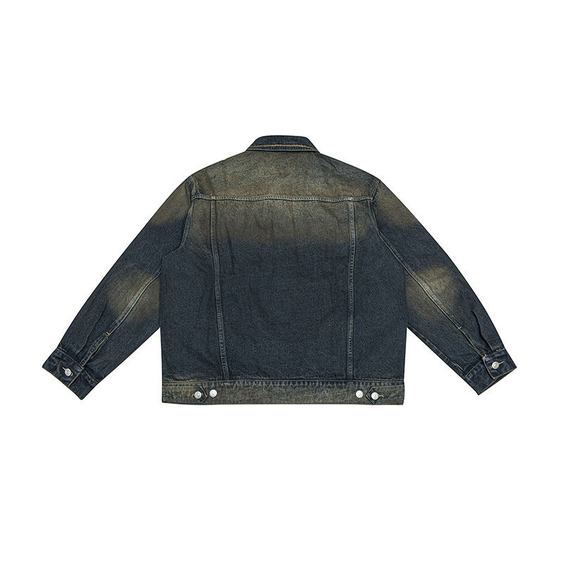 Unisex Oversized Jeans Jacket with Vintage-Washed Effect and Chest Pockets Amarae
