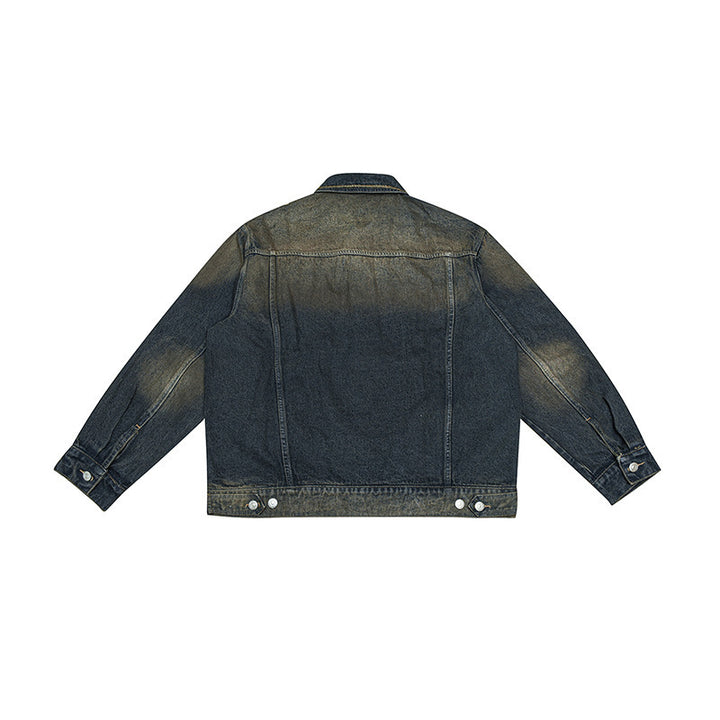 Unisex Oversized Jeans Jacket with Vintage-Washed Effect and Chest Pockets Amarae