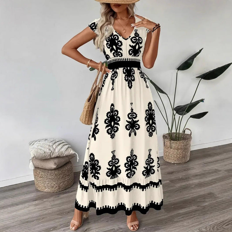 Lune London Embroidered V Neck Maxi Dress for Women