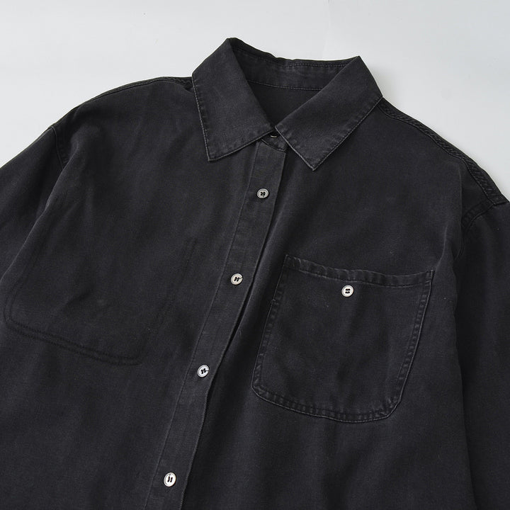 Lune London casual long sleeve blouse for women with practical chest pocket and classic collar