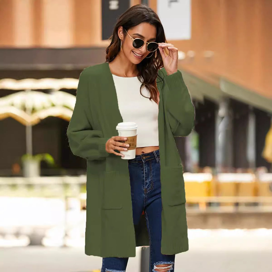 Cardigan en maille épaisse pour femmes avec grandes poches et manches larges Chic & Stil