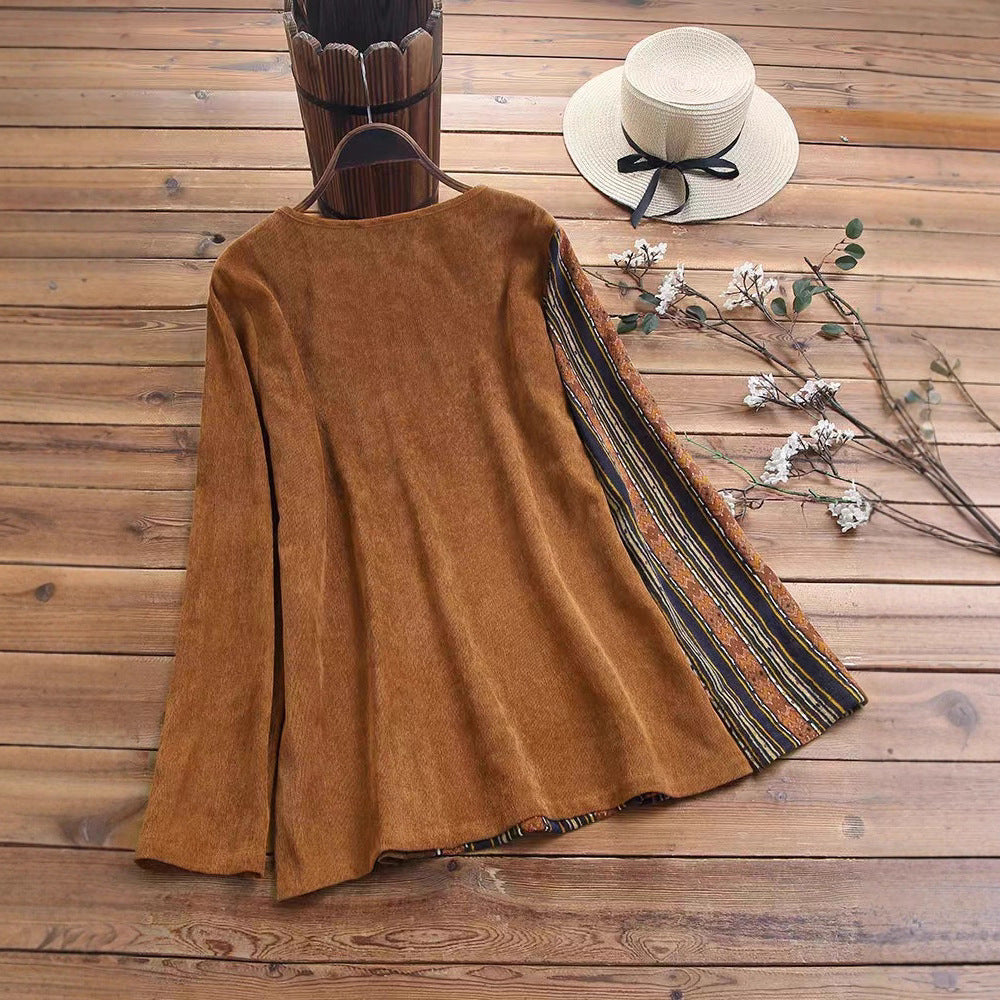Women asymmetrical top with button placket and trendy striped pattern Lune London