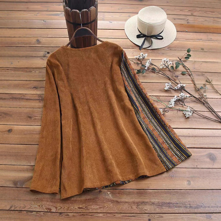Women asymmetrical top with button placket and trendy striped pattern Lune London