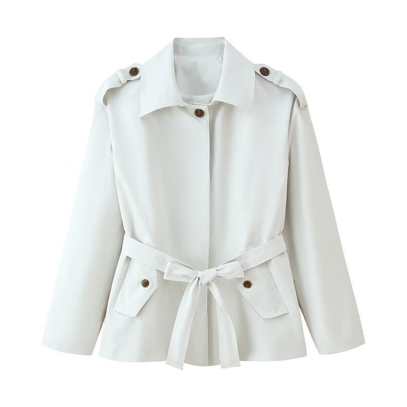 Elegant ladies trench coat with adjustable belt and stylish button details Lune London
