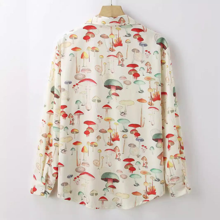 Long sleeve shirt for women with a creative mushroom pattern and high-quality materials Lune London