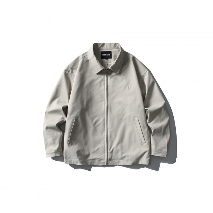Men's Lightweight Boxy Zip Jacket with Shirt Collar and Angled Side Pockets Amarae