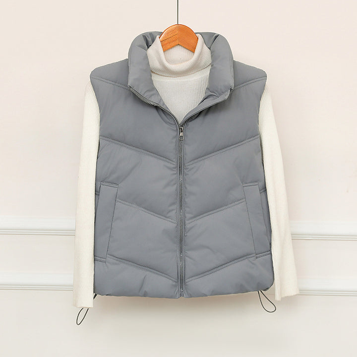 Ladies padded gilet with high collar and practical front pockets Amarae