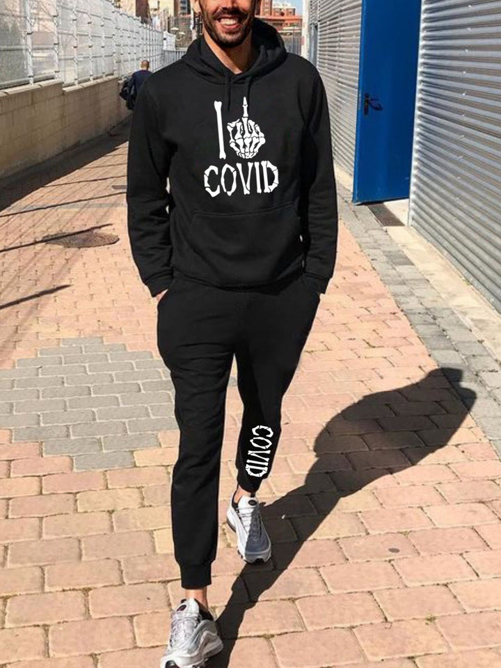 Men's Hooded and Sport Pants Set with Bold Graphic Print Lune London