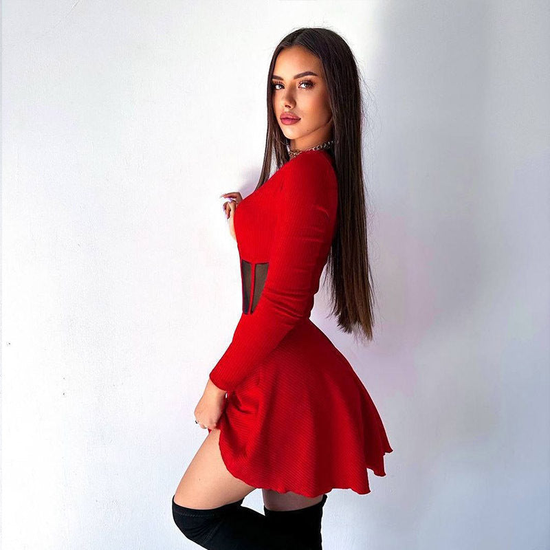 Ladies High-Quality Elegant Mini Dress with Transparent Inserts Lune London