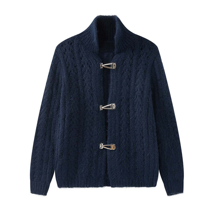 Women's Short Mohair-Optic Cardigan with Metal Closures Amarae