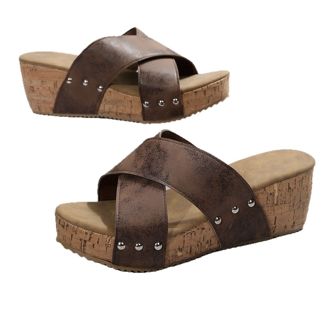 Wedge sandals for women with elastic upper material and non-slip sole Lune London