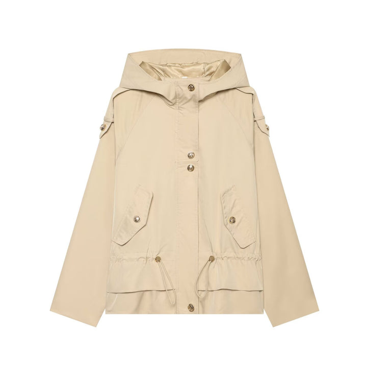 Women's short parka with hood, drawstring waist and flap pockets Amarae